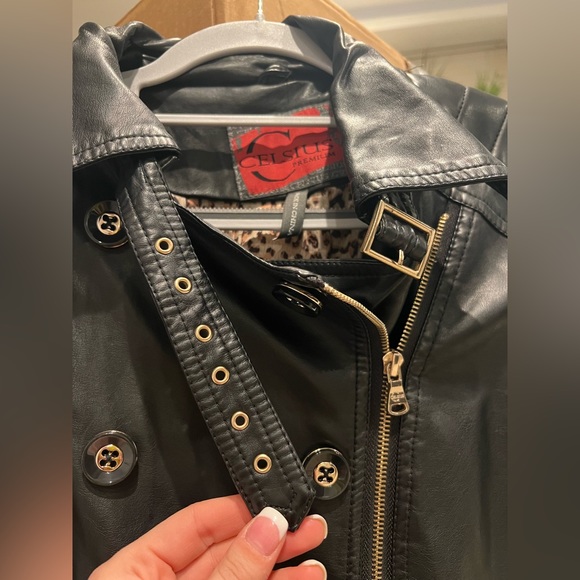Celsius Jackets & Coats | Black Faux Leather Jacket | Color: Black | Size: M - Picture 4 of 5